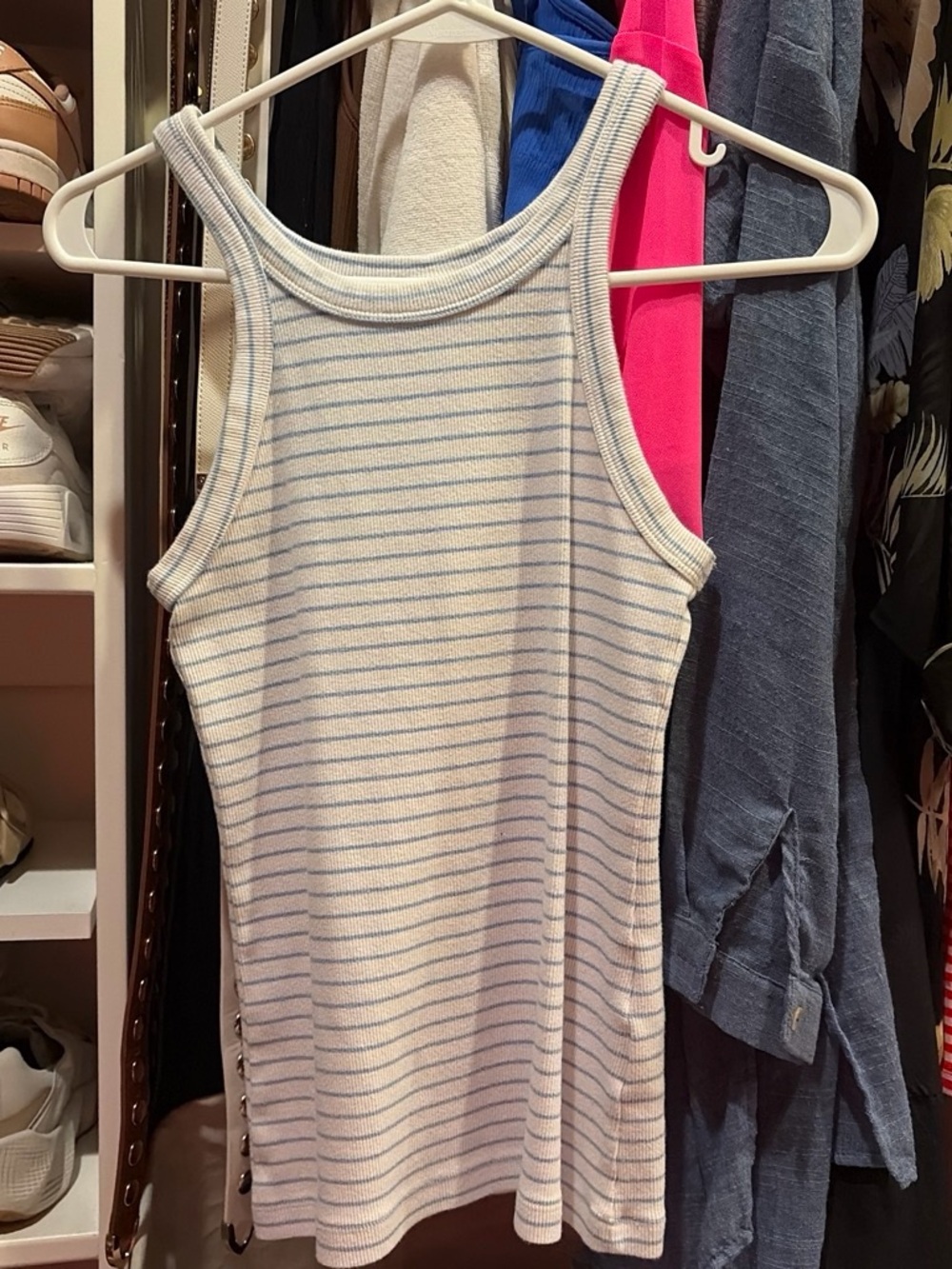 H&M Women's Striped Tank Top - White & Light Blue